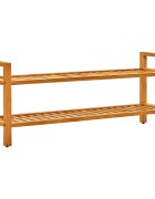 vidaXL Поставка за обувки с 2 рафта 100x27x40 см дъбов масив