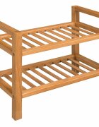vidaXL Поставка за обувки с 2 рафта 50x27x40 см дъбов масив