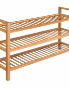 vidaXL Поставка за обувки с 3 рафта 100x27x60 см дъбов масив