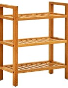 vidaXL Поставка за обувки с 3 рафта 50x27x60 см дъбов масив