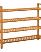 vidaXL Поставка за обувки с 4 рафта 100x27x80 см дъбов масив