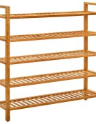 vidaXL Поставка за обувки с 5 рафта 100x27x100 см дъбов масив