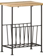 vidaXL Поставка за списания 40x30x50 см мангово дърво масив и стомана