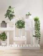 vidaXL Поставка за цветя бяла 1045x25x775 см бор масив