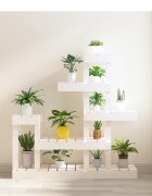 vidaXL Поставка за цветя бяла 92x25x97 см бор масив