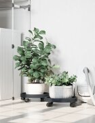 vidaXL Поставки за цветя с колелца 2 бр сиви диаметър 34 см 35 кг