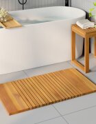 vidaXL Постелка за баня Натурално 100 x 55 cm Солидно акациево дърво