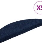 vidaXL Постелки за стълби самозалепващи се 5 бр. 56x17x3 см тъмносини полукръгли
