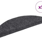 vidaXL Постелки за стълби самозалепващи се 5 бр. 56x17x3 см тъмносиви полукръгли
