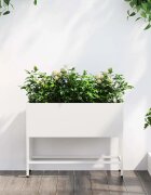 vidaXL Повдигната градинска саксия Бяло 60 x 26 x 48 см Стомана