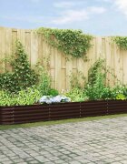 vidaXL Повдигнато легло Кафяво 400 x 80 x 44 cm Стомана