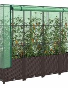 vidaXL Повдигнато легло с оранжерия калъф ратанов вид 160x40x138 см