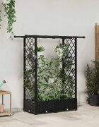 vidaXL Повдигнато легло с решетка и покривка Черно 1225 x 40 x 121 см