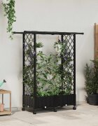 vidaXL Повдигнато легло с решетка и покривка Черно 1225 x 40 x 127 см