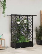 vidaXL Повдигнато легло с решетка и покривка Черно 124 x 40 x 121 см