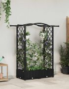 vidaXL Повдигнато легло с решетка и покривка Черно 124 x 40 x 123 см