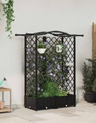 vidaXL Повдигнато легло с решетка и покривка Черно 124 x 40 x 123 см