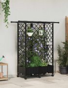 vidaXL Повдигнато легло с решетка и покривка Черно 124 x 40 x 127 см