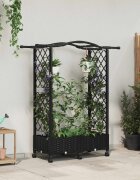 vidaXL Повдигнато легло с решетка и покривка Черно 124 x 40 x 129 см