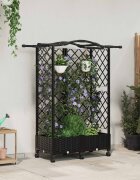 vidaXL Повдигнато легло с решетка и покривка Черно 124 x 40 x 129 см