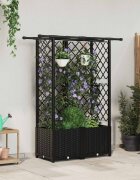 vidaXL Повдигнато легло с решетка и покривка Черно 124 x 40 x 136 см