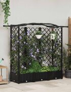 vidaXL Повдигнато легло с решетка и покривка Черно 163 x 40 x 123 см
