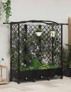 vidaXL Повдигнато легло с решетка и покривка Черно 163 x 40 x 129 см