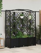 vidaXL Повдигнато легло с решетка и покривка Черно 163 x 40 x 138 см