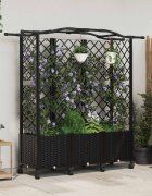 vidaXL Повдигнато легло с решетка и покривка Черно 163 x 40 x 144 см