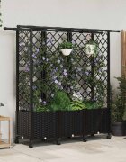 vidaXL Повдигнато легло с решетка и покривка Черно 1635 x 40 x 142 см