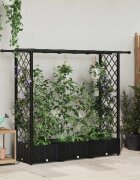 vidaXL Повдигнато легло с решетка и покривка Черно 164 x 40 x 121 см