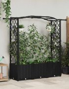 vidaXL Повдигнато легло с решетка и покривка Черно 164 x 40 x 138 см