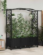 vidaXL Повдигнато легло с решетка и покривка Черно 164 x 40 x 144 см