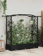 vidaXL Повдигнато легло с решетка и покривка Черно 169 x 40 x 123 см