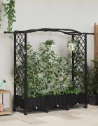 vidaXL Повдигнато легло с решетка и покривка Черно 169 x 40 x 129 см