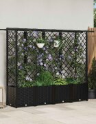 vidaXL Повдигнато легло с решетка и покривка Черно 202 x 40 x 136 см