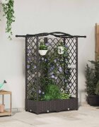 vidaXL Повдигнато легло с решетка и покривка Кафяво 124 x 40 x 123 см