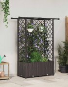 vidaXL Повдигнато легло с решетка и покривка Кафяво 124 x 40 x 136 см