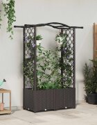 vidaXL Повдигнато легло с решетка и покривка Кафяво 125 x 40 x 138 см