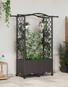 vidaXL Повдигнато легло с решетка и покривка Кафяво 125 x 40 x 144 см