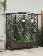 vidaXL Повдигнато легло с решетка и покривка Кафяво 163 x 40 x 129 см