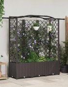 vidaXL Повдигнато легло с решетка и покривка Кафяво 163 x 40 x 138 см