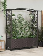 vidaXL Повдигнато легло с решетка и покривка Кафяво 164 x 40 x 144 см