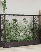 vidaXL Повдигнато легло с решетка и покривка Кафяво 203 x 40 x 121 см
