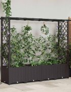 vidaXL Повдигнато легло с решетка и покривка Кафяво 203 x 40 x 136 см