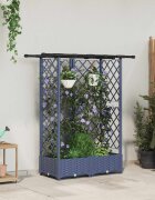 vidaXL Повдигнато легло с решетка и покривка Сиво 124 x 40 x 121 см ПП