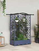 vidaXL Повдигнато легло с решетка и покривка Сиво 124 x 40 x 123 см ПП