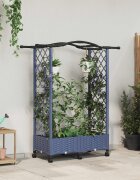 vidaXL Повдигнато легло с решетка и покривка Сиво 124 x 40 x 129 см ПП