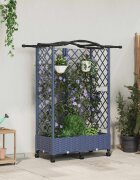 vidaXL Повдигнато легло с решетка и покривка Сиво 124 x 40 x 129 см ПП