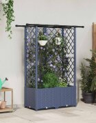 vidaXL Повдигнато легло с решетка и покривка Сиво 124 x 40 x 136 см ПП